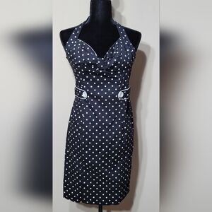 XOXO Polka Dots Sleeveless Halter Midi Dress